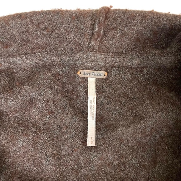 Free People Open Waterfall Cardigan Wool Angora Taupe Large - Picture 10 of 14